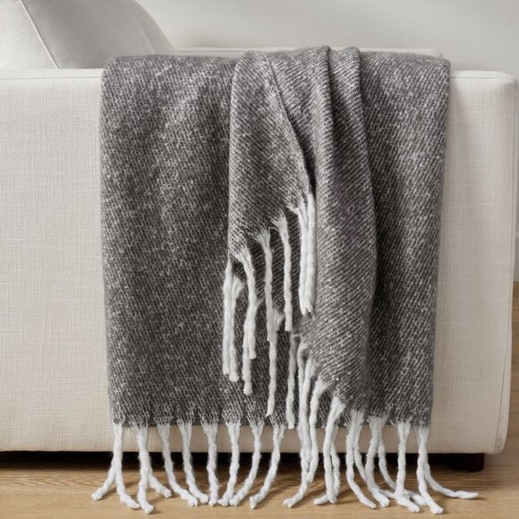 Pottery Barn Throw Blanket - Hayes Twill Mohair - Gray - Picture 1 of 4